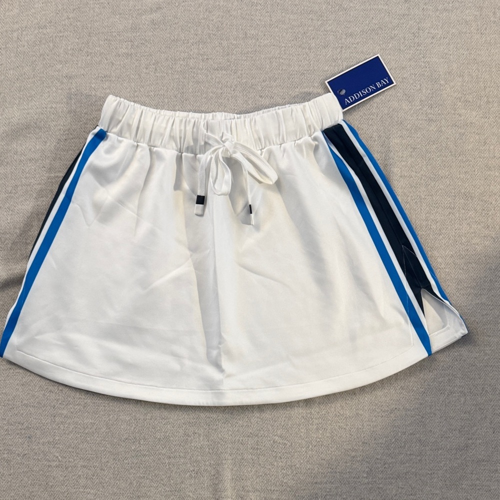 Addison Bay White Skort with Blue Stripes